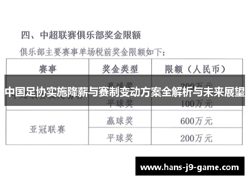 中国足协实施降薪与赛制变动方案全解析与未来展望