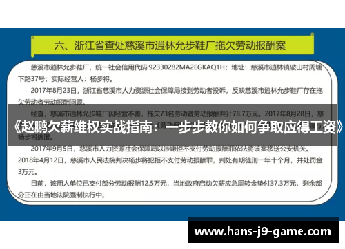 《赵鹏欠薪维权实战指南：一步步教你如何争取应得工资》